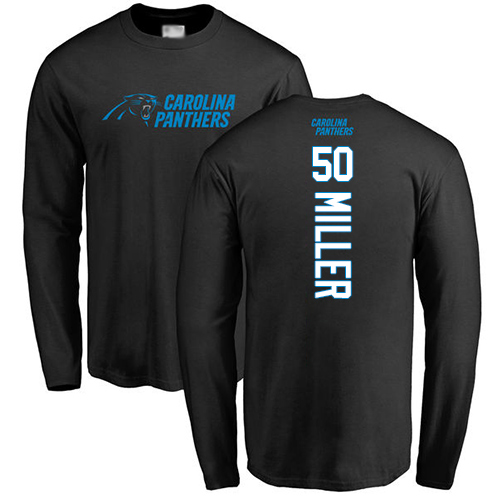 Carolina Panthers Men Black Christian Miller Backer NFL Football #50 Long Sleeve T Shirt->carolina panthers->NFL Jersey